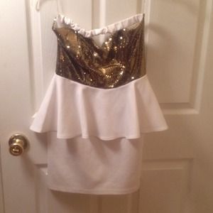 White strapless party dress