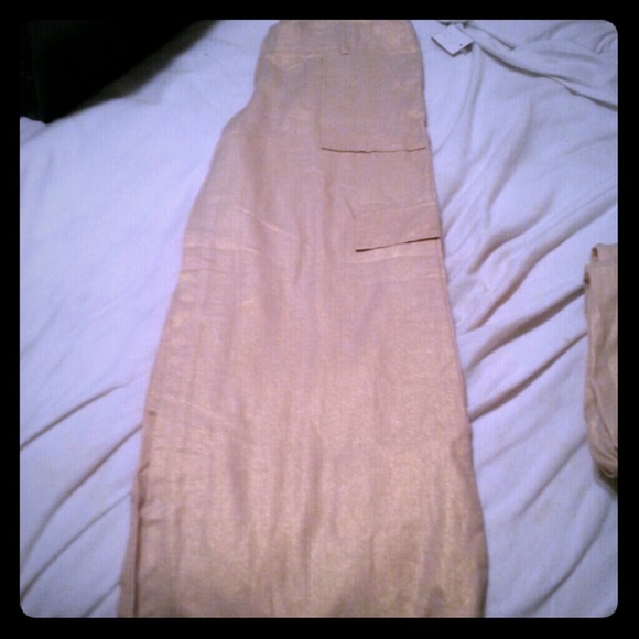 Khaki cargo capri pants