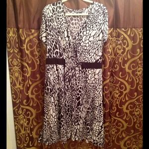 Brown and White Dress