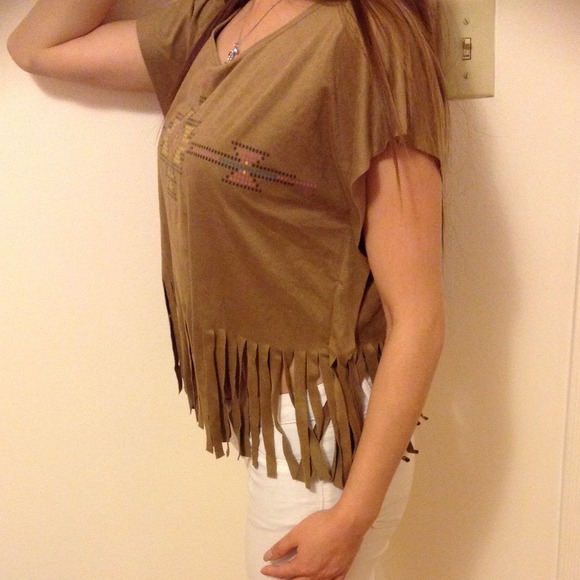 Fringed suede top - Picture 2 of 3
