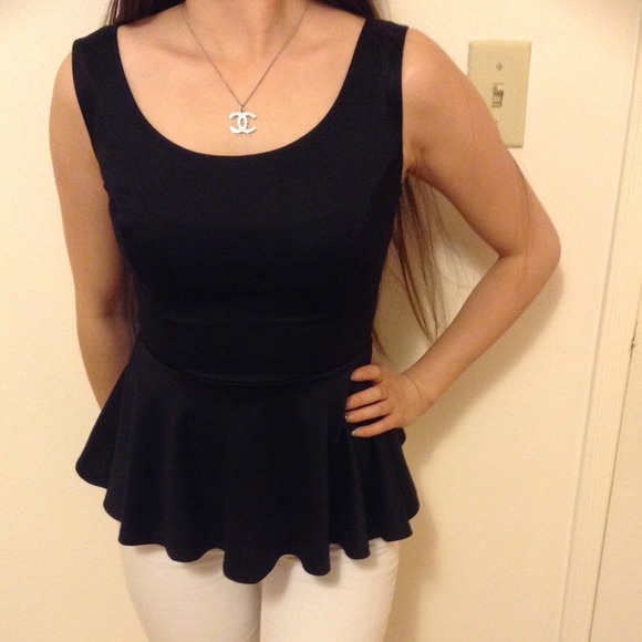 Black peplum tank top - Picture 1 of 2
