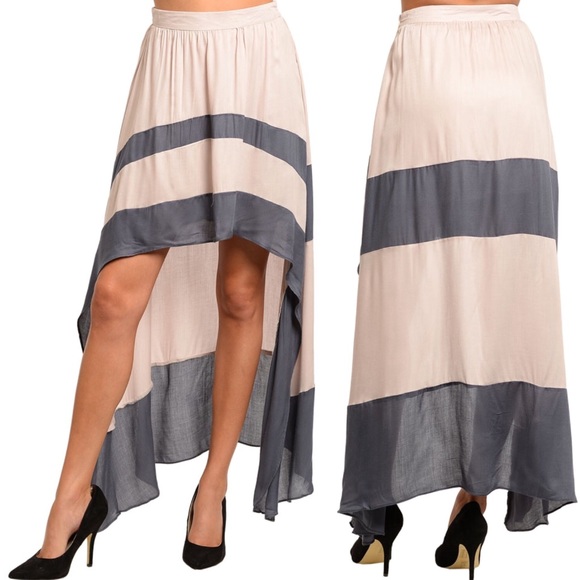 Hi & Low Taupe Charcoal Skirt - Picture 4 of 7