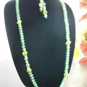 Green Crystal Bead 2 piece set