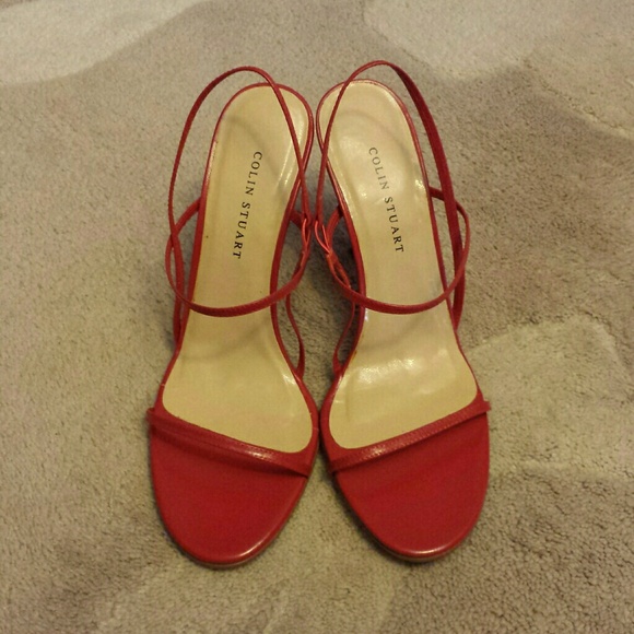 Red Strappy Sandal Heels - Picture 2 of 2