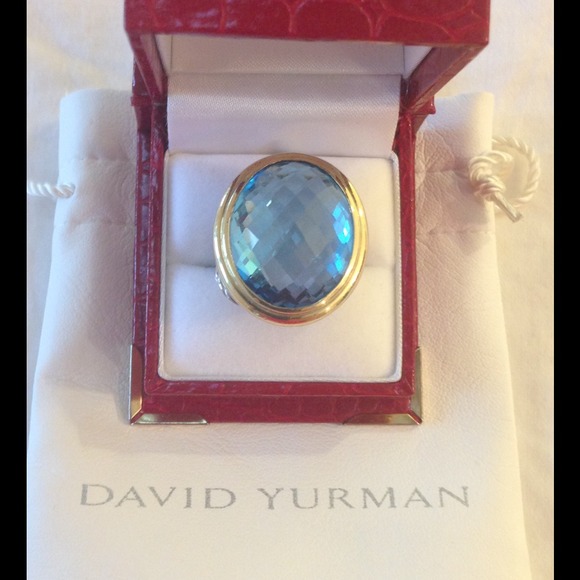 SOLD! Authentic, David Yurman Oval Blue Topaz Ring - Picture 1 of 4