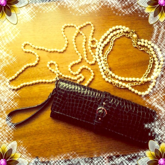 Chocolate Brown Faux Alligator Wallet Clutch