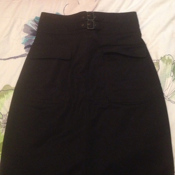 High Waisted, Long Black Pencil Skirt