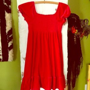 Red Velvet Babydoll Tunic Top