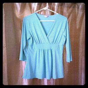 Tiffany green polka dot shirt