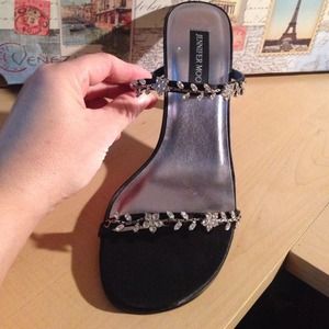 Brand new black heels with flower crystals size 9