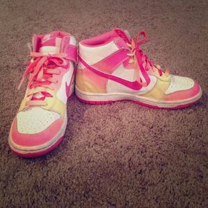 Nike pink and yellow high tops