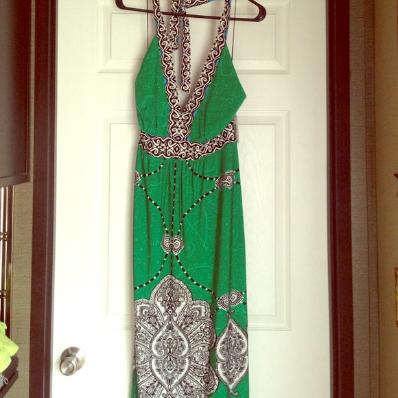 Green maxi dress.