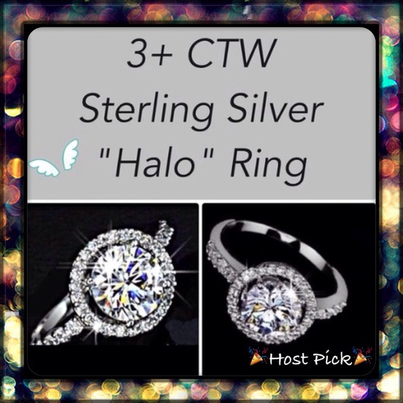 Jewelry - Final💲🎉2⃣XsHP🎉Sterling Silver 3 CTW CZ Halo Rin