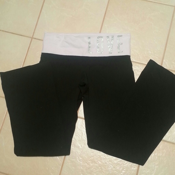 VS PINk lavender&black foldover wide leg yoga pant