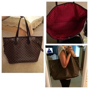 Brown checkered handbag