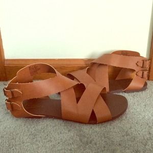 Tan leather Candies's gladiator sandals