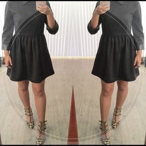 Black leather collar dress