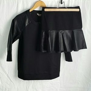 Leather block top and skirt