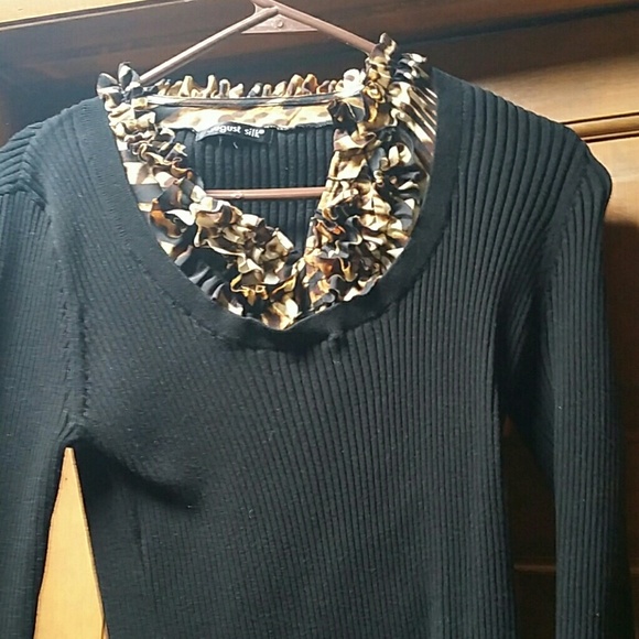Black with ruffle neck line