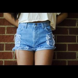 Medium blue high waisted shorts