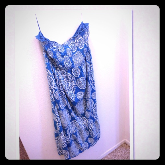 Express Turquoise Strapless Maxi Dress