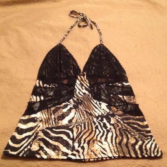 ❤️ Sexy animal print lace plunge top ❤️