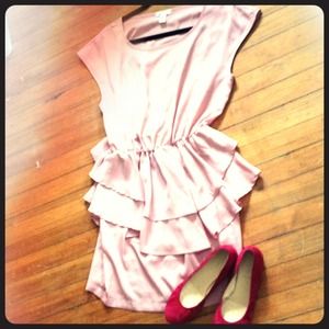Lovely rose-colored peplum dress.