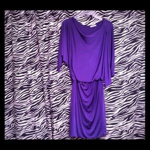 Maitai purple dress, loose top, fitted hip section