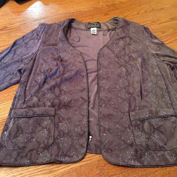 Macys Silver Sparkle Zip Up 3X Cardigan Grey