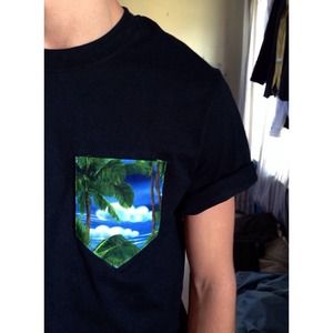 Custom palm tree pocket tee