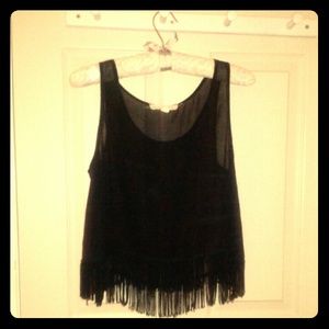 Sheer black fringe top