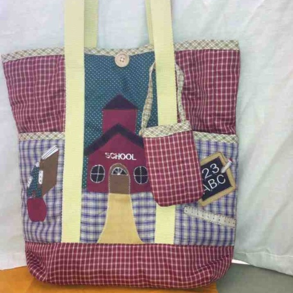 Teachers School Quilted Tote With Cell Phone Pouch