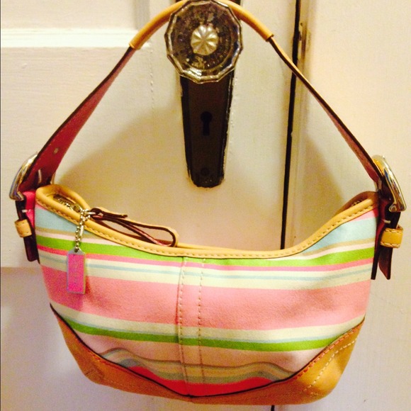 ✨Sold✨ Coach Soho Twill Stripe Hobo - Picture 2 of 3