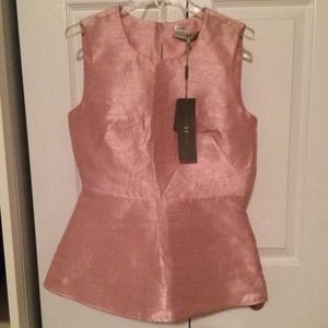 NWT Halston Heritage Blush Pink Peplum Top