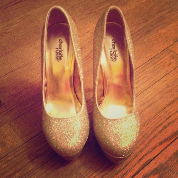 Glitter gold heels