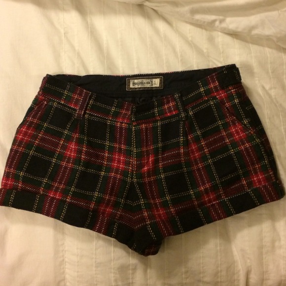 Abercrombie wool blend plaid shorts