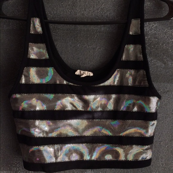 silence + noise Tops - Holographic cropped