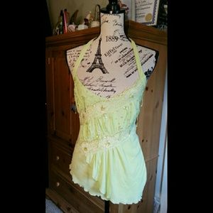 Pretty light green beaded halter top