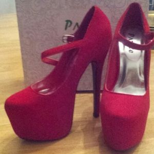 New Red Suede Shoes Platform heels