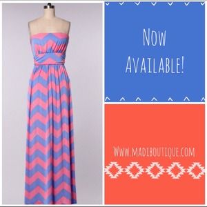 Blue and pink chevron maxi. Front pockets