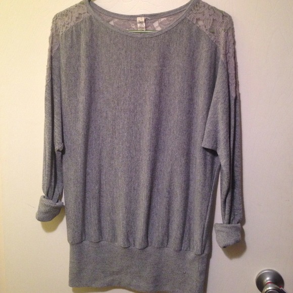 Grey sweater with lace on the back!