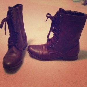 Brown, casual but very cute combat boots.