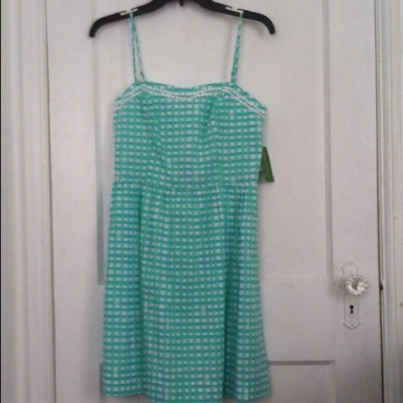Light blue/green gingham print lilly dress