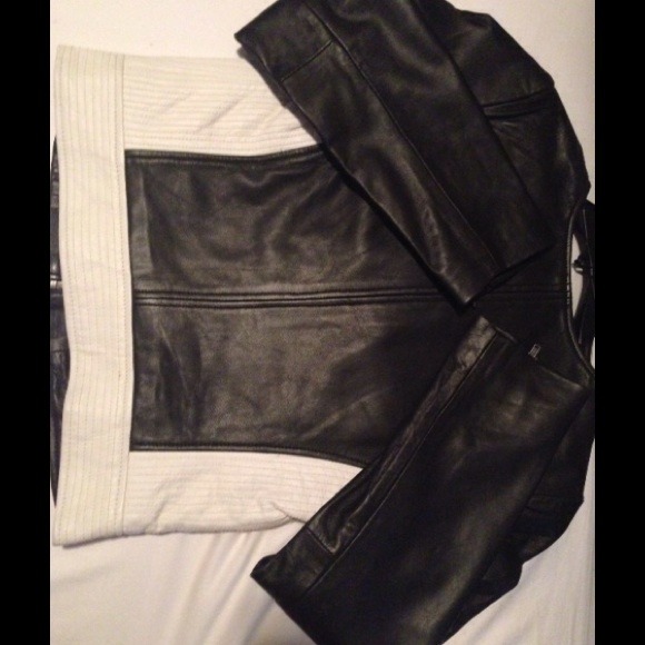 ❌S O L D  white/black stitch detail leather jacket - Picture 4 of 4