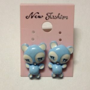 NWT New Fashion Blue Bear Earrings