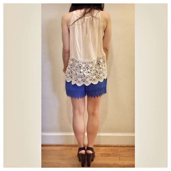 Cobalt blue crochet trim shorts - Picture 4 of 4