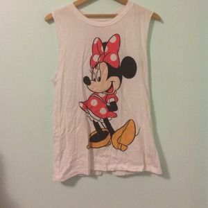 Forever 21 Minnie Mouse cutoff tank top sz s