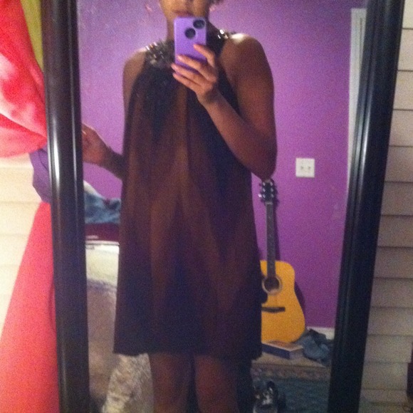 Cute classy chevron brown sequined dress