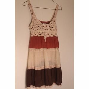 Cute multicolored summer dress crochet front