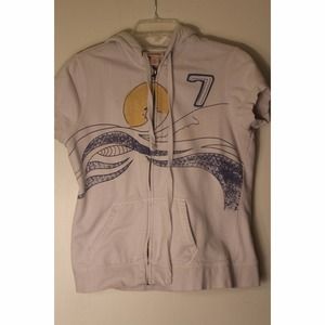 Cute beachy short sleeve jacket in blue & white